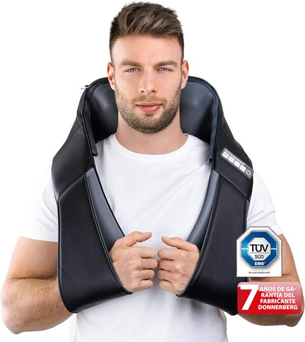 Donnerberg® Masajeador Cervical y Espalda Masajeador de Cuello con 2 tecnicas de Masaje Shiatsu y Tapping - Calor Infrarrojo Calidad alemana 7 AÑOS DE GARANTÍA- Regalo Ideal para ella/él