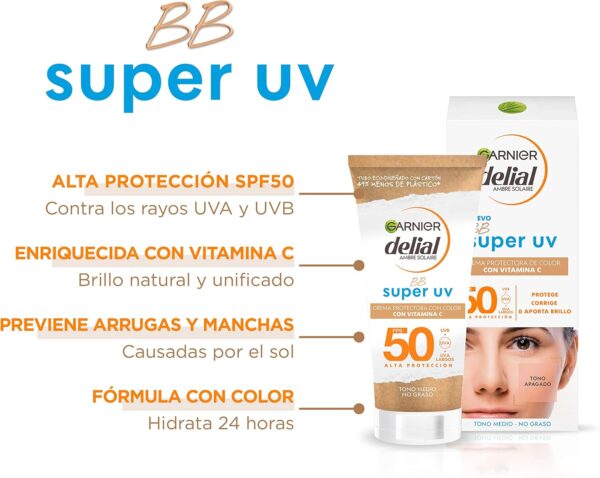 Garnier Delial Crema BB Protectora Facil con Vitamina C SPF50-50ml - Image 3