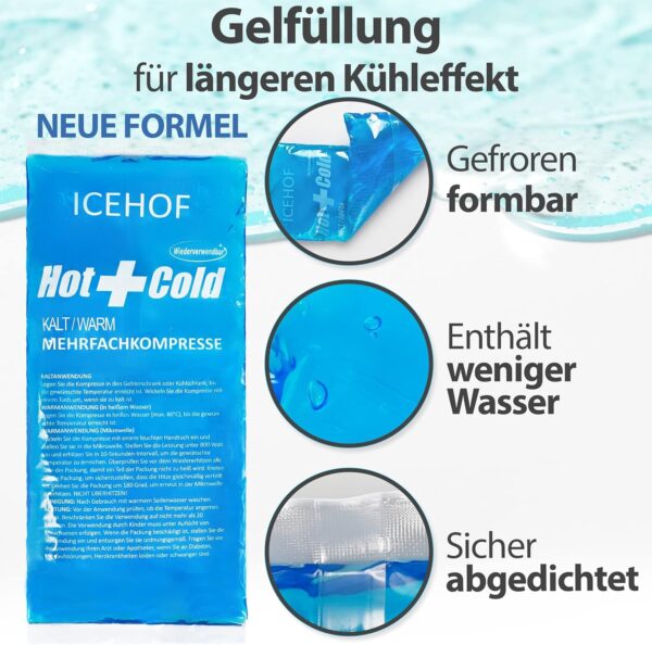 ICEHOF Compresa de frío o calor con funda de fieltro, suave, larga duración de enfriamiento, bolsa de gel - Image 7