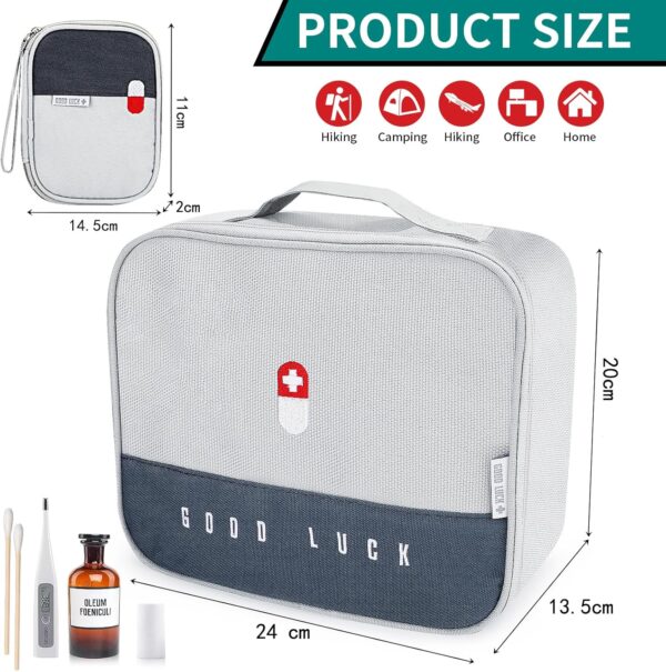 Bolsa vacía de viaje para medicamentos de viaje, 2 piezas, kit de primeros auxilios, bolsas de medicina portátiles para viajes, camping y senderismo, ligero (grande y pequeño) - Image 2