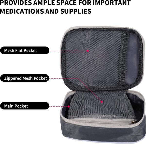 Bolsa de medicamentos portátil pequeña, mini bolsa de primeros auxilios, bolsa vacía de viaje, bolsa de almacenamiento médica para viajes, hogar, escuela, 13 x 10 x 4 cm (gris) - Image 3
