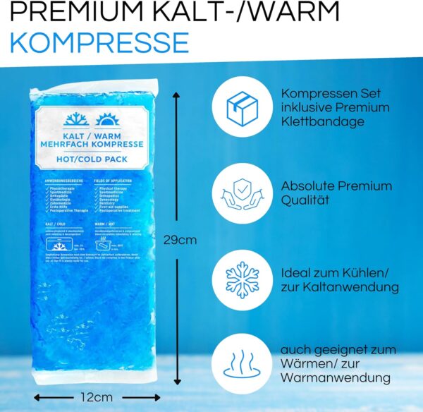 Coolmedic - Compresa de refrigeración prémium con vendaje, 29 x 12 cm, compresa fría XXL, 29 x 12 cm, compresas de refrigeración de gel para enfriar el dolor para niños y adultos - Image 2
