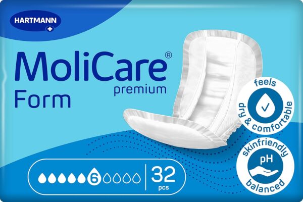 MoliCare Forma premium 6 gotas para incontinencia media: máxima seguridad, protección extra contra fugas y discreción para mujeres y hombres, 32 unidades