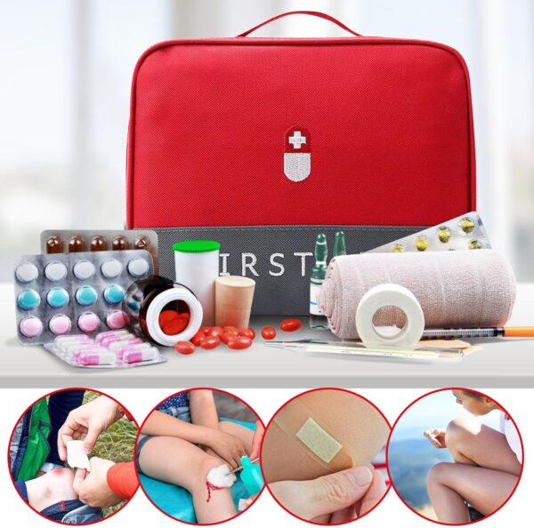 Bolsa de medicamentos, 5 piezas bolsa de medicamentos, bolsa de primeros auxilios impermeable, bolsa de emergencia médica de gran capacidad, bolsa de almacenamiento vacía para la escuela, viajes, - Image 5