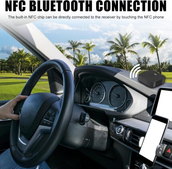 Receptor NFC Bluetooth 5.0, adaptador de audio Bluetooth para estéreo, adaptador de audio inalámbrico HiFi con conector AUX RCA de 3,5 mm para productos digitales con función Bluetooth/NFC - Image 5