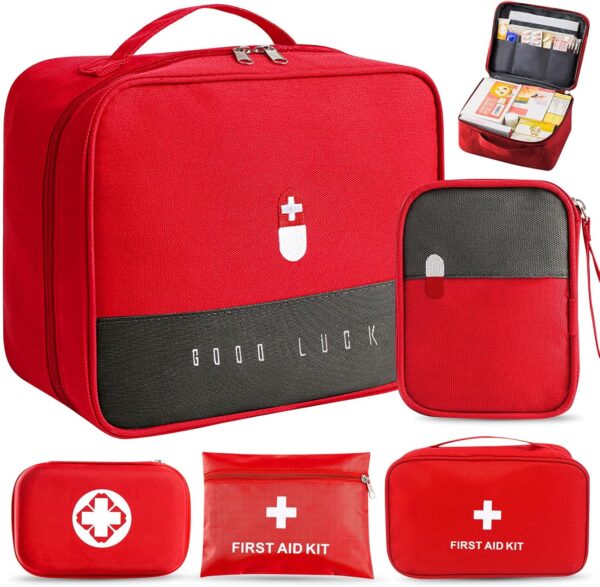 Bolsa de medicamentos, 5 piezas bolsa de medicamentos, bolsa de primeros auxilios impermeable, bolsa de emergencia médica de gran capacidad, bolsa de almacenamiento vacía para la escuela, viajes,