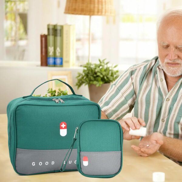 Litinliv 2 Piezas Bolsa de Primeros Auxilios, Botiquín de Gran Capacidad, Bolsa de Medicina Impermeable, Bolsa Médica Portátil para Casa, Oficina, Viaje, Senderismo, Camping(Verde) - Image 5