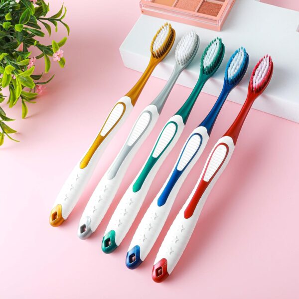WLLHYF Cepillos de dientes extrasuaves, 5 unidades, portátil, manual, hilo dental, kit de viaje, cepillo de dientes de cerdas ultra limpias, cepillo de dientes sin dolor para encías sensibles de - Image 4