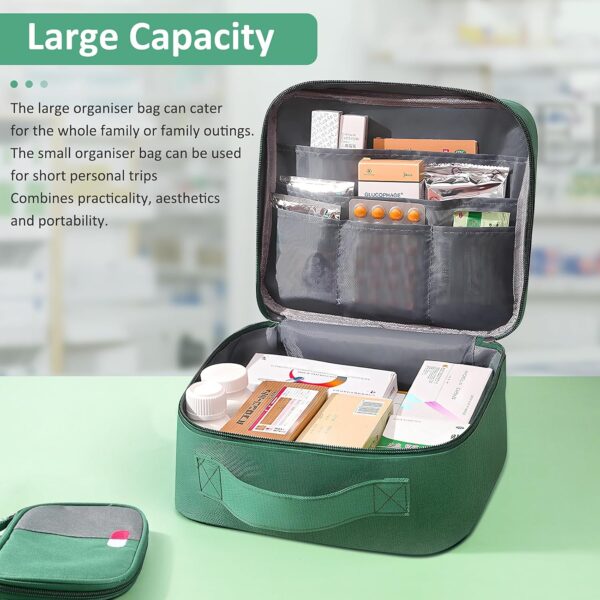 3 Pcs Bolsa de Medicina, Comius Sharp Bolsa de Medicamentos Vacía Portátil, Bolsa de Almacenamiento Impermeable para Viajes, Hogar, Oficina, Bolsa de Emergencia Vacía de 2 Tamaños 2 - Image 5