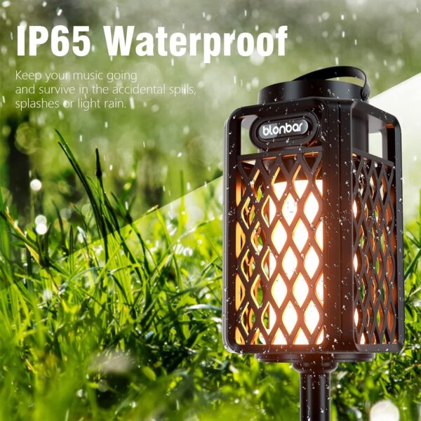 blonbar Altavoz Bluetooth Inalambrico Exterior Altavoces, IP65 Impermeable, 10W Altavoces Portatil Bluetooth Speaker con Luce de Llama con Audio HD para decoración del hogar, Patio, jardín - Image 2