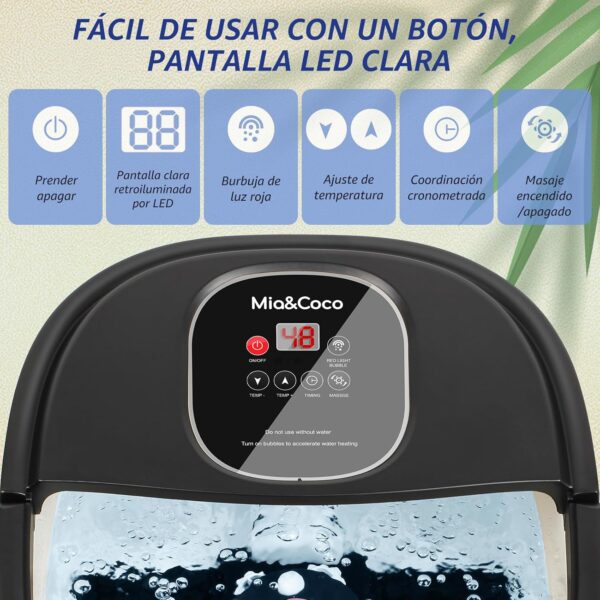 Masajeador de pies con masaje y calentamiento automático, baño de pies masajeador eléctrico, baño de pies con Shiatsu, modos de masaje de presión y amasado, funciones de vibración y burbuja - Image 3