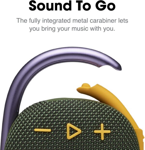 JBL Clip 4, Green - Altavoz portátil Bluetooth 5.1 - Hasta 10 horas de reproducción - Impermeable y resistente al polvo - Incluye altavoz con cancelación de ruido y eco - Image 3