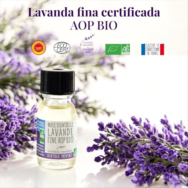 Aceite Esencial de Lavanda Fina AOP Orgánico - 100% Puro y Natural, Cultivado y Envasado en Provenza - Aceite Esencial de Aromaterapia Relajación y Bienestar para Masaje, Baño, Difusor - 15ml - Image 4