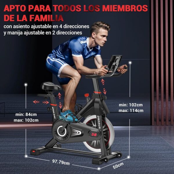 Bicicleta Estatica, Bici Estatica Profesional DMASUN con Portavasos, Ejercicio Silencioso Seguro, Cómodo Cojín Del Asiento, Capacidad 160 kg (Funda Sillin Bicicleta Estatica Incluida) - Image 6