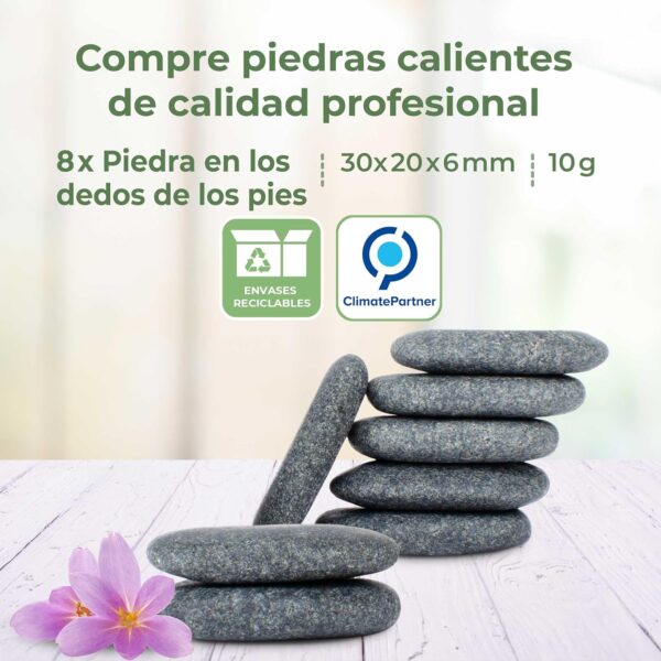 Piedras Calientes para los Dedos de los Pies [8 Unidades], Hot Sontes de Basalto Auténtico Certificado para Ofrecer Mucho Calor, Como Complemento de Su Hot Stone Massage Set - Image 5