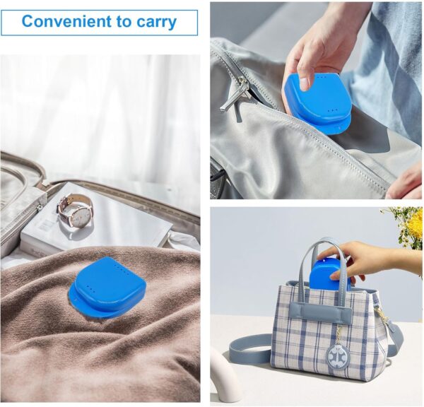 EUPSIIU 3 Piezas Caja Ortodoncia, Caja Dentadura, Caja de Dientes para Proteger Los Dientes con Agujeros de Ventilación, Caja Ferula, para Dentadura Postiza, Férula, Retenedor (Blanco, Azul, Rosa) - Image 7