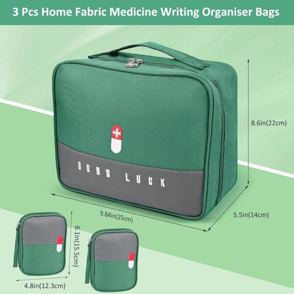 3 Pcs Bolsa de Medicina, Comius Sharp Bolsa de Medicamentos Vacía Portátil, Bolsa de Almacenamiento Impermeable para Viajes, Hogar, Oficina, Bolsa de Emergencia Vacía de 2 Tamaños 2 - Image 2