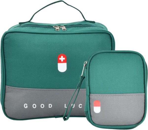 Litinliv 2 Piezas Bolsa de Primeros Auxilios, Botiquín de Gran Capacidad, Bolsa de Medicina Impermeable, Bolsa Médica Portátil para Casa, Oficina, Viaje, Senderismo, Camping(Verde)