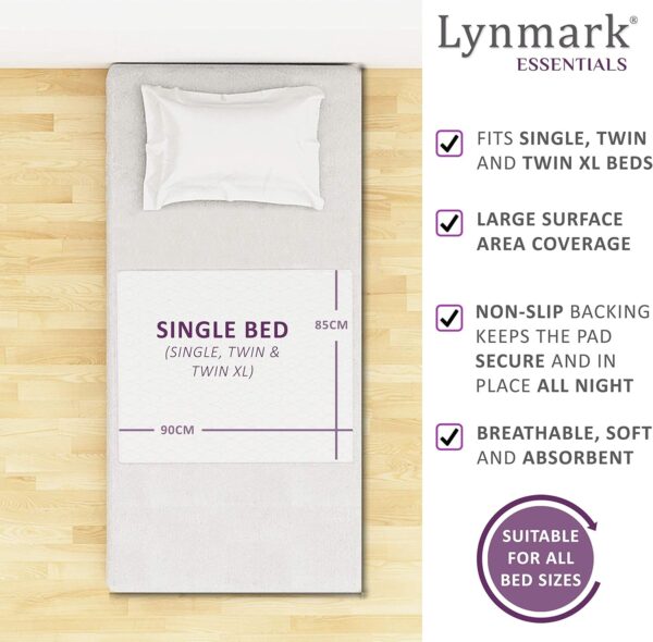 Protector de cama lavable, almohadilla con pliegues, paquete de 1, tamaño de cama individual, el mejor protector de colchón para incontinencia y humectación de cama, alfombrilla 100% impermeable y - Image 2