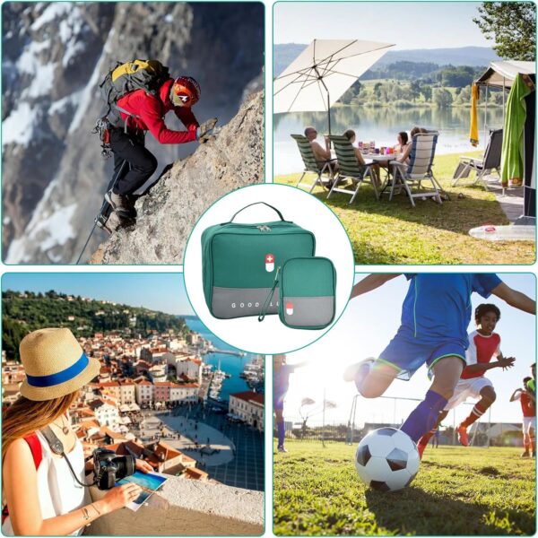 Litinliv 2 Piezas Bolsa de Primeros Auxilios, Botiquín de Gran Capacidad, Bolsa de Medicina Impermeable, Bolsa Médica Portátil para Casa, Oficina, Viaje, Senderismo, Camping(Verde) - Image 7