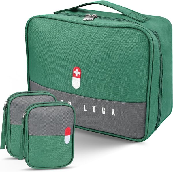 3 Pcs Bolsa de Medicina, Comius Sharp Bolsa de Medicamentos Vacía Portátil, Bolsa de Almacenamiento Impermeable para Viajes, Hogar, Oficina, Bolsa de Emergencia Vacía de 2 Tamaños 2