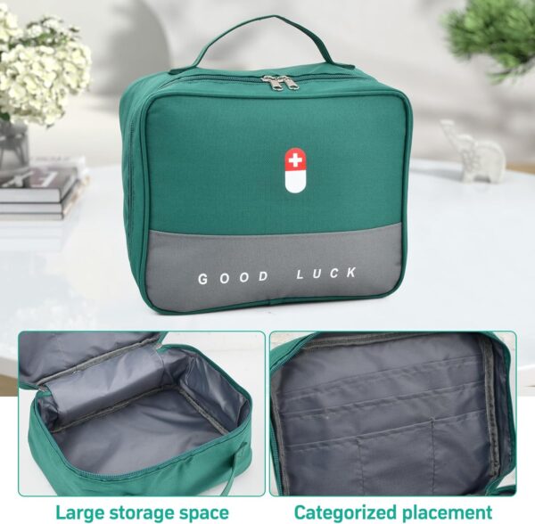 Litinliv 2 Piezas Bolsa de Primeros Auxilios, Botiquín de Gran Capacidad, Bolsa de Medicina Impermeable, Bolsa Médica Portátil para Casa, Oficina, Viaje, Senderismo, Camping(Verde) - Image 3