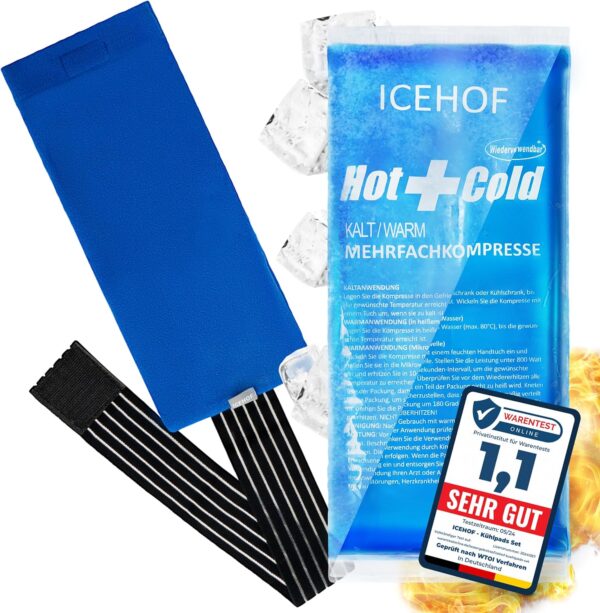 ICEHOF Compresa de frío o calor con funda de fieltro, suave, larga duración de enfriamiento, bolsa de gel
