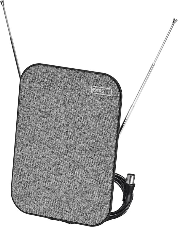 EMOS Antena Interior DVB-T2/Digital TV Antena/Diseño Antena Interior con Amplificador para HDTV, DVB-T/T2 TV/Receptor, máxima Calidad de señal Full HD J0687