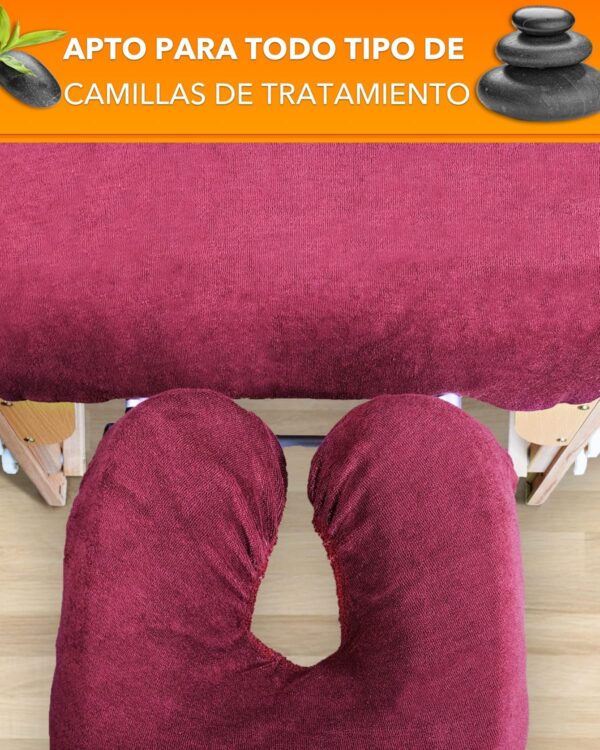 ZEN – Funda camilla masaje ajustable y reposacabezas - Sabana camilla masaje de felpa suave para cosmética, fisioterapia y tratamiento - Sabanas camilla masaje lavables a 60° Terracota - Image 4
