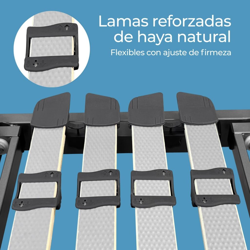 amuéblate online - Pack Cama Eléctrica Articulada Reforzada Ergotop de 5 Planos con Colchón Viscoelástico Dorsaltec + Juego Barandillas INOX, 90 x 190 cm