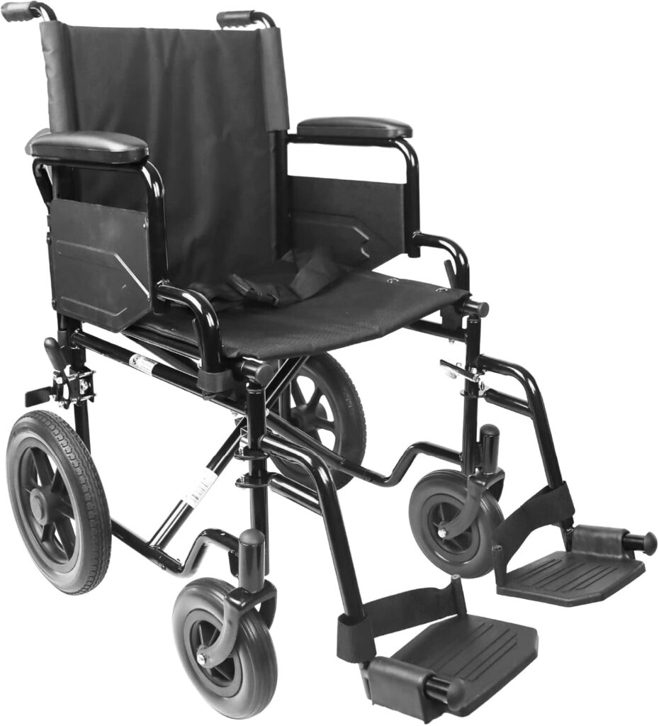 PEPE - Silla de Ruedas Plegable Ligera de Paseo Ancianos, Sillas de Ruedas Adulto para Exterior, Silla Ruedas Plegable de Acero para Personas Mayores, Sillas con Ruedas para Minusválidos