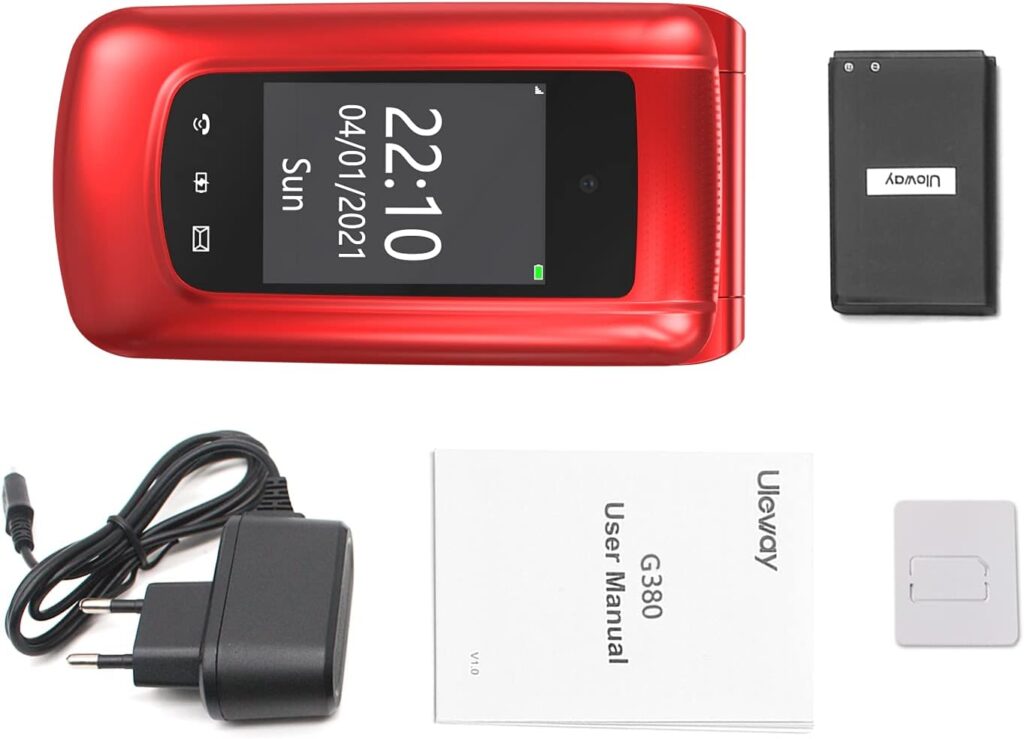 uleway Teléfono Móvil para Mayores, con Tapa de Teclas Grandes, Botón SOS, Pantalla de 2,4 Pulgadas, Llamada Rápida, Sonido Fuerte de Radio, 1000mAh Batería, Fácil Uso para Ancianos, Azul.
